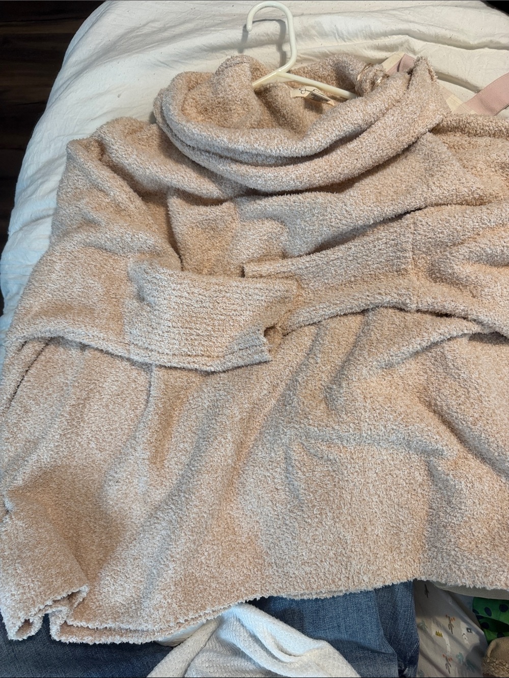 Jessica Simpson Taupe Bouclé Cowl Neck Sweater